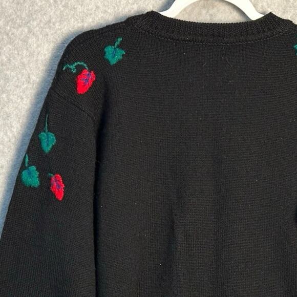 Skyr Vintage 100% Wool‎ Floral Sweater Sz L Pullover Crewneck 3D Knit 80s 90s - Picture 7 of 9